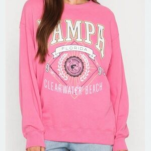 Hollister Pink Crewneck "Tampa FL" Sweatshirt - Small